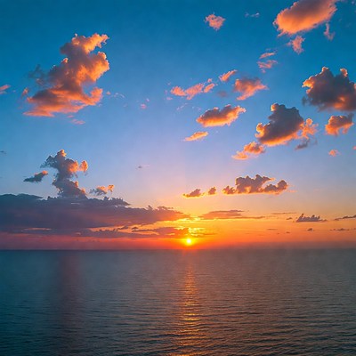Sunset over calm ocean