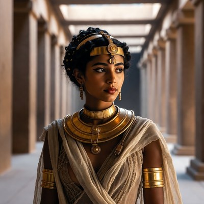 Egyptian woman in golden jewelry