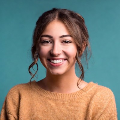 Smiling woman with brown hair