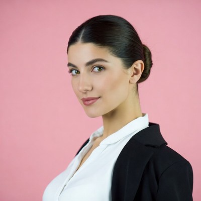 Woman in white blouse black blazer