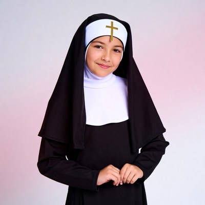Young girl in nun costume
