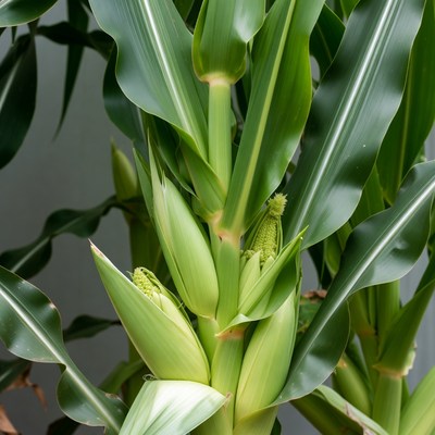Fresh Corn Plant with Ears