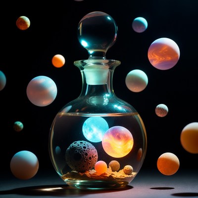 Glass Jar with Floating Planets