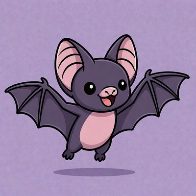 Cute cartoon bat flying