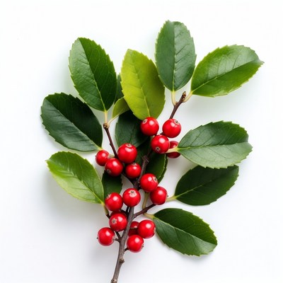Holly Leaves with Red Berries
