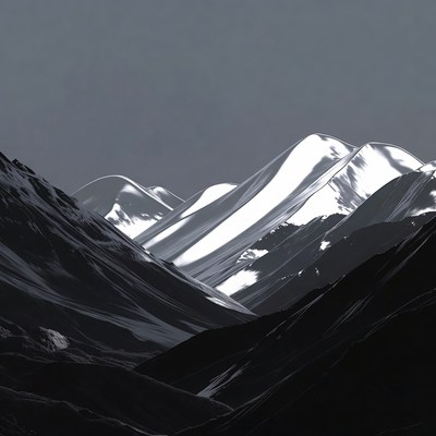 Snowy Mountains in Black and White