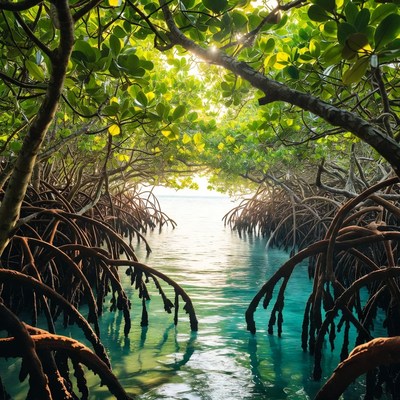 Mangrove Forest Over Turquoise Lagoon