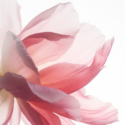 Pink Peony Flower on White Background