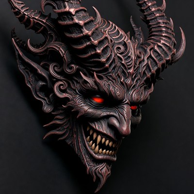 Demonic Devil Head Sculpture