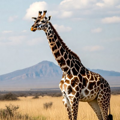 Giraffe standing in African savanna