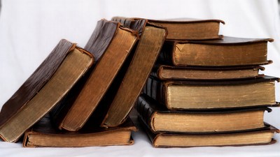 Stack of Vintage Leather Books