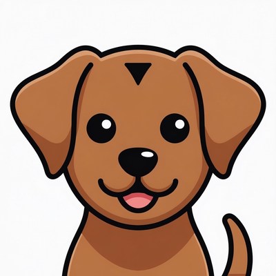 Cute cartoon brown puppy