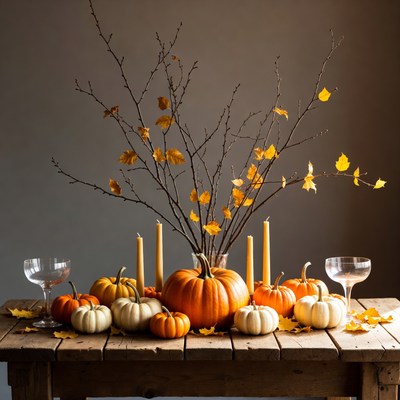 Autumn Pumpkin Centerpiece with Candles