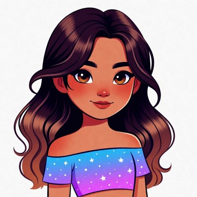 Anime girl with starry off-shoulder top