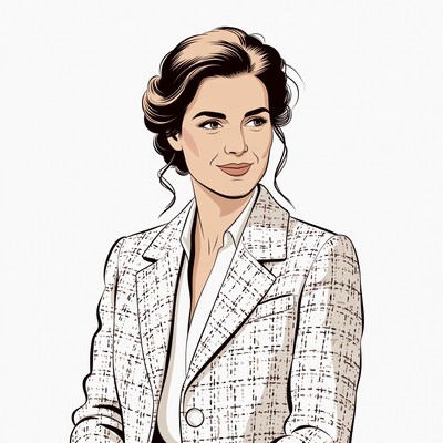 Woman in white tweed blazer