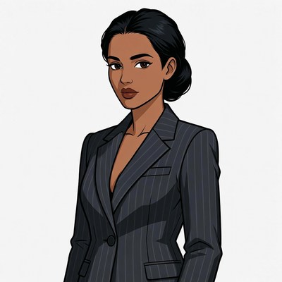 African-American woman in pinstripe suit