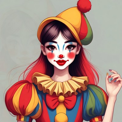Clown girl with colorful makeup