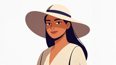 Woman wearing wide-brim sun hat