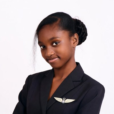 African girl in flight attendant uniform