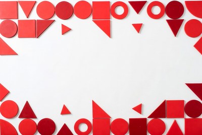 Red geometric shapes border
