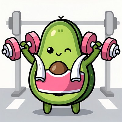Cute Avocado Lifting Dumbbells