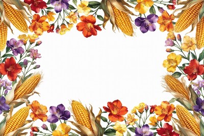 Corn and Flowers Floral Border