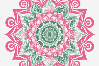 Pink and Green Mandala Illustration
