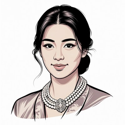 Asian woman with pearl necklace