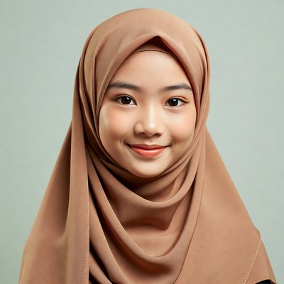 Smiling Asian girl in hijab