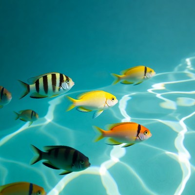 Colorful tropical fish swimming underwater