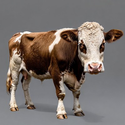 Holstein cow on gray background