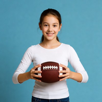 Girl holding football