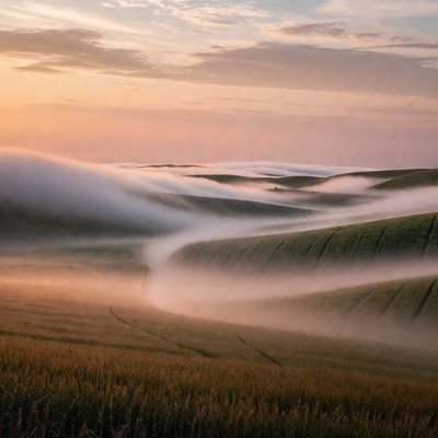 Foggy Hills at Sunrise