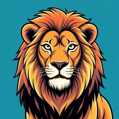 Lion illustration on blue background