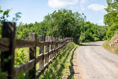 Wooden fence along rural dirt road