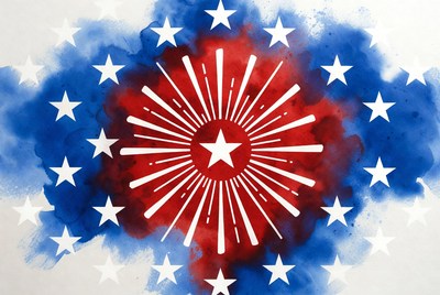 American Flag Fireworks Illustration