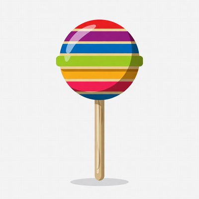Rainbow Striped Lollipop Illustration