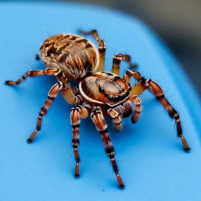 Jumping Spider on Blue Surface