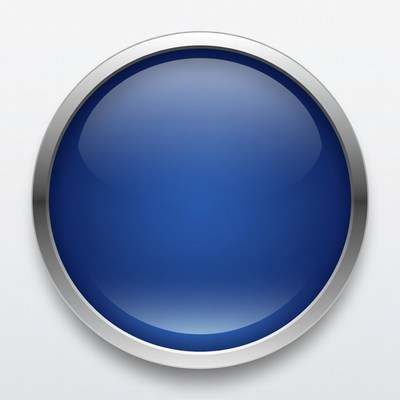 Shiny Blue Button with Silver Edge