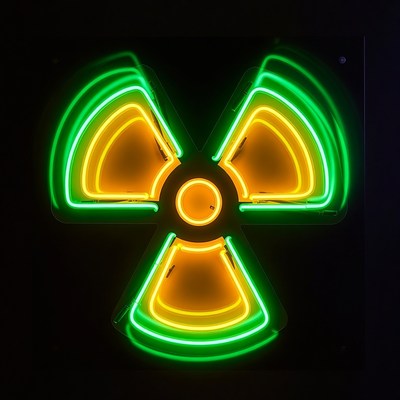 Glowing Green Yellow Radiation Symbol