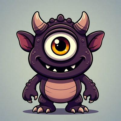 Cute cartoon one-eyed monster