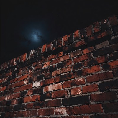 Brick Wall Under Moonlit Night