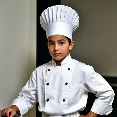 Young boy in chef uniform