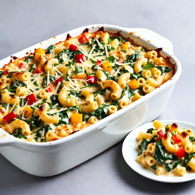Spinach Bell Pepper Macaroni Casserole