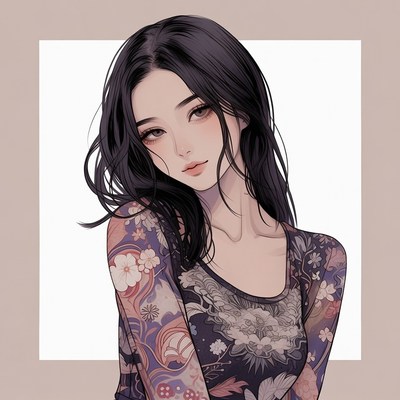 Asian woman in floral dress