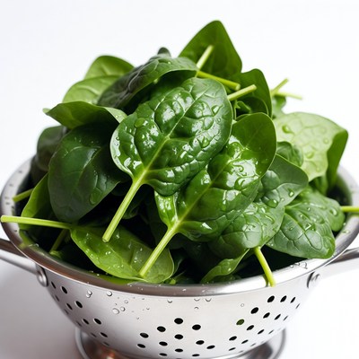 Fresh Spinach in Colander