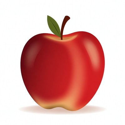 Red apple with green leaf