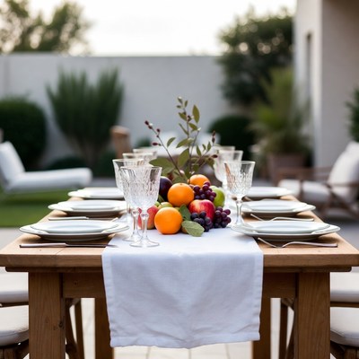 Fruit centerpiece on outdoor table
