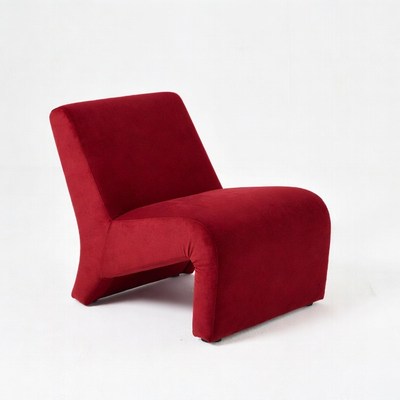 Red Velvet Armchair on White Background