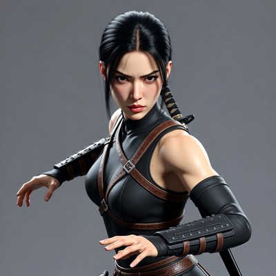 Lara Croft in black combat outfit